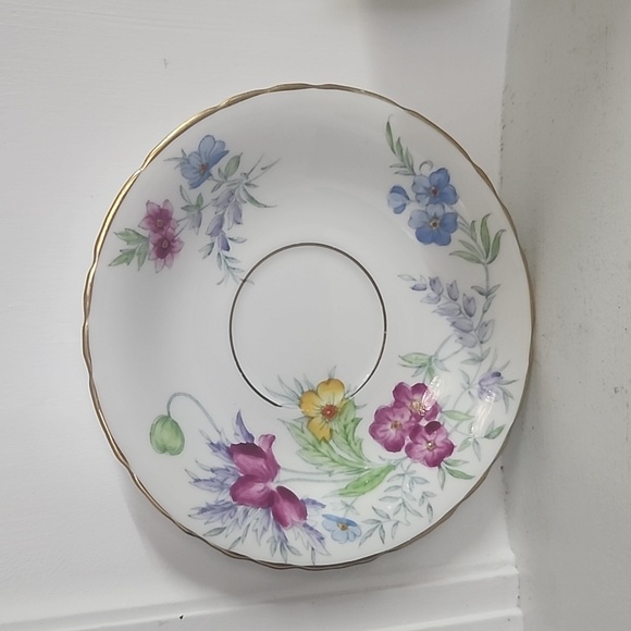 Handpainted Teacup Flowers Yellow, Pink, Blue Delphine Bone China Made in Englan - Picture 2 of 8